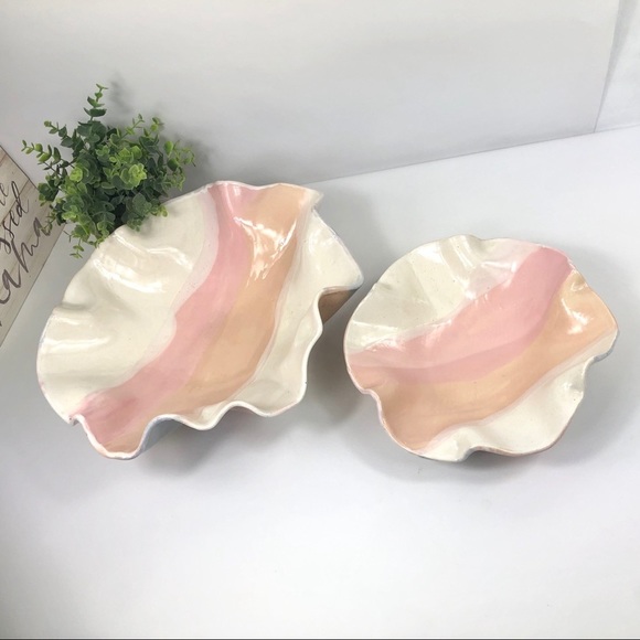 Handpainted WHITE and pink Decorative Bowls Raffled Large & Medium - Picture 3 of 16